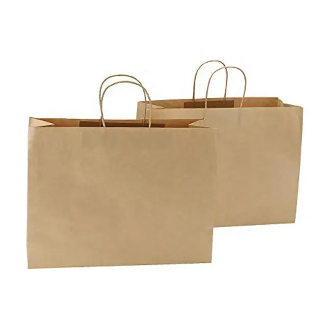 ब्राउन शिल्प शॉपिंग परिधान के लिए संभाल के साथ क्राफ्ट पेपर उपहार पैकेजिंग बैग
