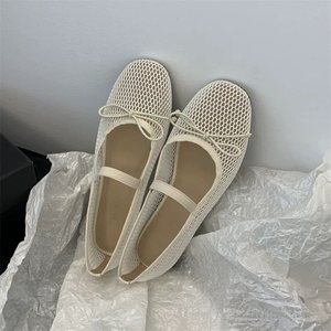 Chaussures Mary Jane plates pour femmes, à nœud ajouré, surface en <span class=keywords><strong>filet</strong></span> respirante, à enfiler, tendance mode, motif uni - Product Image 4