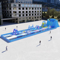 Parc aquatique gonflable commercial avec toboggan aquatique, île flottante bon marché pour les occasions lacustres
