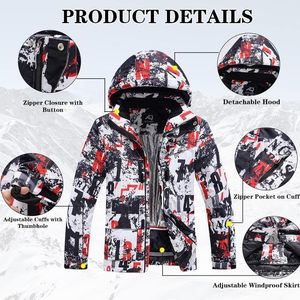 Ensemble veste et pantalon de ski pour homme FOXA, imperméable, isolé synthétiquement, tenue de snowboard pour les sports d'hiver - Product Image 2