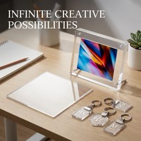Plaque acrylique transparente HanXin 2 mm, 12x12 pouces, vierges pour découpe laser, cadre photo, porte-clés DIY, vente en gros, fournisseur d'usine