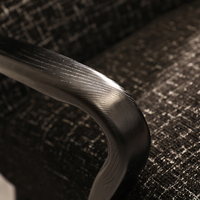 Fauteuil de détente en tissu avec structure en bois massif, fauteuil d'appoint rembourré noir pour salon, hôtel