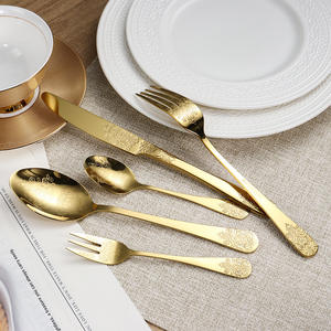 Juego de cuchara de cuchillo y tenedor dorado clásico de acero inoxidable tallado 1010 creativo, tótem pulido de espejo alto para obsequios - Product Image 2