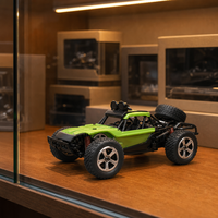 Voiture télécommandée RC Desert Buggy verte avec pneus tout-terrain surdimensionnés, cage de sécurité, fonction 'Suivez-moi' 50m, prête à l'emploi, modèle intérieur/extérieur, pour les 5-14 ans, en métal, échelle 1:12