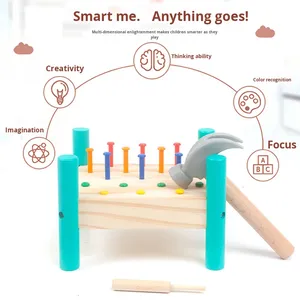 Jouets éducatifs Montessori transfrontaliers en bois pour bébés de 3 à 6 ans : marteau à clous pour la coordination œil-main - Product Image 2
