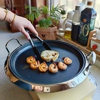 Poêle et plancha en fonte pré-assaisonnée à double poignée pour une cuisson polyvalente sur cuisinière, durable et offrant une chaleur uniforme