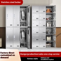 Armoire moderne de nettoyage pour employés à portes multiples personnalisée Casier en acier inoxydable pour salle blanche sans poussière Rangement verrouillable pour chaussures et balais