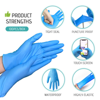Fournisseur OEM de gants jetables bleus de qualité supérieure en nitrile sans poudre pour examen Guantes De Nitrilo Boîte de 100 pièces