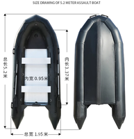Bateau de pêche épaissi Stormboat, bateau pneumatique, bateau de sauvetage d'urgence, bateau de pêche gonflable à fond en alliage d'aluminium