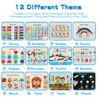 Libro ocupado de impresión personalizada para niños, carpeta de actividades preescolares de 12 páginas para niños pequeños y juguetes de aprendizaje temprano, libros para niños pequeños