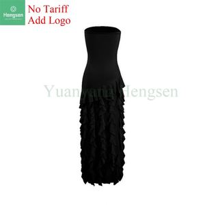 Abito lungo con volant da donna di alta qualità Slim Fit Sexy con spalle fredde - Product Image 1