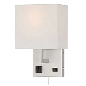 Bedside <strong>Wall</strong> <strong>Mount</strong> <strong>Light</strong> <strong>with</strong> USB and <strong>Plug</strong> LED Reading Swing Arm Fabric Shade <strong>Wall</strong> Sconce Hardwired <strong>Wall</strong> Lamp for Bedroom Hotel - Product Image 1