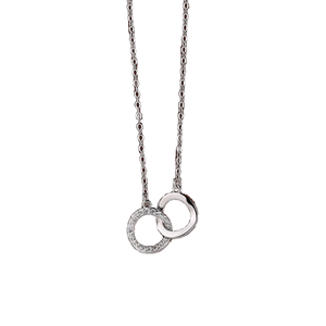 สร้อยคอเงินแท้ S925 ประดับเพชรสองวง พร้อมจี้วงกลม สำหรับงานหมั้น งานแต่งงาน งานเลี้ยง รุ่น YB-XY-745 - Product Image 4