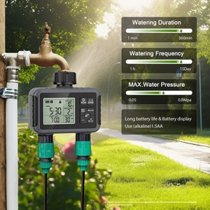 New Digital <b>Timer</b> Double Outlet Water Valve Outdoor Courtyard Smart Watering Controller Automatic Flower Watering - Product Image 2
