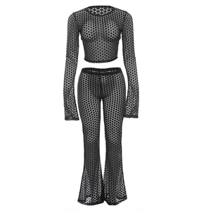 2024 nouveau <span class=keywords><strong>tailleur</strong></span> <span class=keywords><strong>pantalon</strong></span> taille haute sexy percé à travers le ventre - Product Image 5