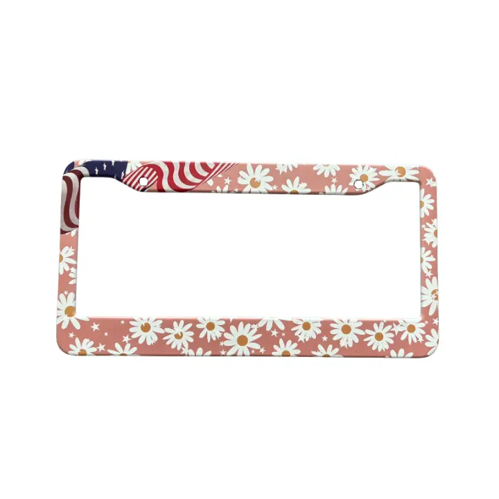 Factory Direct Wholesale Metal Car Number Plate Holder Flowers Lovely Pink Lady with Car Number Plate Cover Plate Framee