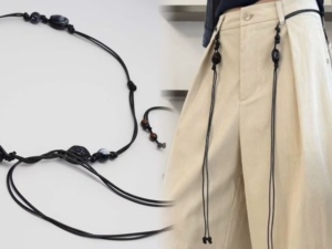 Nouvelle Arrivée <span class=keywords><strong>Ceinture</strong></span> Fine en <span class=keywords><strong>Corde</strong></span> Tressée Faite à la Main 0,5 cm pour Femme, Style Bohème Noir Encre, Collection Automne 2025, Décorative, Polyvalente, Simple, pour Robe et Taille - Product Image 2