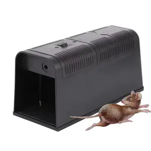 Trampero eléctrico de plástico para roedores de 5000V, trampa reutilizable para matar ratas, asesino de ratones electrónico grande negro