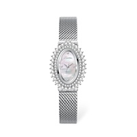 Montre à quartz pour femme Scottie 9762, ovale, incrustée de diamants, motif tournesol et épis de blé, bracelet en acier inoxydable, boîtier en alliage