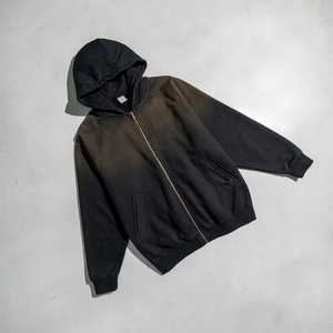 Sudadera con Capucha de Alta Calidad para Hombre, Algodón Grueso, Cierre de Cremallera, Diseño Personalizado, Efecto Desgastado por el Sol - Product Image 3