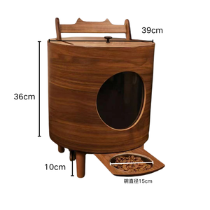 Ciotola Rialzata in Legno per Animali Domestici, Grande Capacità, Resistente all'Umidità, con Coperchio e Stazione di Alimentazione, Stile Arredamento per Gatti e Animali Domestici - Vendita all'Ingrosso - Product Image 4