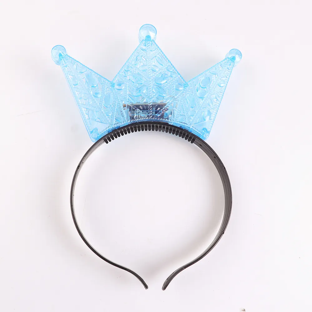 Transparent Hollow Led Crown Headband Light Up Party Queen Crown Hair Clasp Clear Color Led Flashing Prince Crown Hair Band