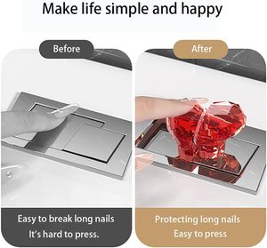Bouton <span class=keywords><strong>poussoir</strong></span> de <span class=keywords><strong>chasse</strong></span> <span class=keywords><strong>d</strong></span>'<span class=keywords><strong>eau</strong></span> en forme de cœur pour toilettes, idéal pour les femmes aux ongles longs (1 pièce - Rouge Transparent) - Product Image 3