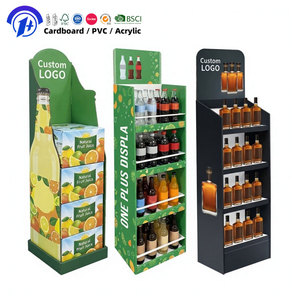 Présentoir de sol personnalisé pour boissons, 4 niveaux, en carton ondulé, pour jus, sodas, vins, bières, étagère de présentation pour point de vente - Product Image 1