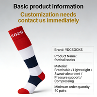 Chaussettes de football à séchage rapide pour hommes et jeunes, lettres personnalisées, mélange de spandex durable, anti-odeur, motif 3D, échantillon gratuit