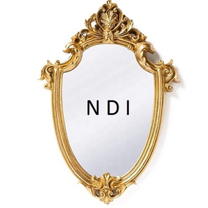 <b>Gold</b> Plated Finishing Decorative Metal Wall <b>Mirror</b> Frame Embossed Design Wall Decoration Stylish Wall <b>Mirror</b> For Hotel or Home - Product Image 2