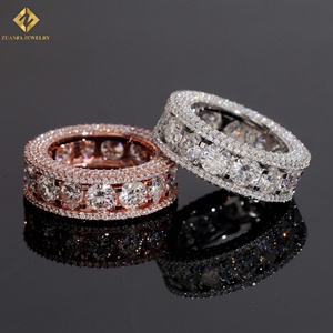 Anillo de Eternidad de Oro Sólido de 18K con Moissanita de Alta Calidad, Corte Brillante Redondo, Engaste Pavé, Chapado en Oro Rosa, Anillo de Boda de Lujo - Product Image 2