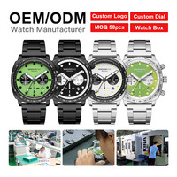 Montre pour homme de luxe en acier inoxydable avec logo personnalisé, cadran à aiguilles, mouvement SEIKO, résistante à l'eau