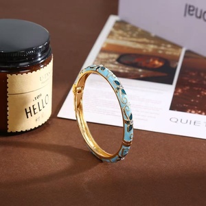 Factory Wholesale Traditional Flowers Chinese <b>Bracelet</b> Cloisonne Enamel Split Bangles for Women Fashion Jewelry Gift Party - Product Image 3