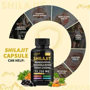 Nuevas Cápsulas de Shilajit Puro del Himalaya <span class=keywords><strong>con</strong></span> Ashwagandha y <span class=keywords><strong>Ginseng</strong></span>, Fórmula Lista para Usar, Suplemento Energético 8 en 1 <span class=keywords><strong>con</strong></span> <span class=keywords><strong>Vitaminas</strong></span> para el Cuidado de la Salud - Product Image 2