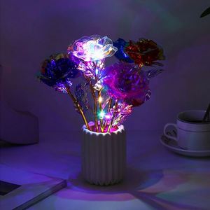 ของขวัญวันวาเลนไทน์แบบกำหนดเองสำหรับผู้หญิง ดอกไม้แห้งประดับไฟ LED รูปดอกกุหลาบ พร้อมกล่อง PVC - Product Image 6