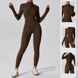 Tuta intera <span class=keywords><strong>da</strong></span> yoga e fitness con cerniera, a maniche lunghe, traspirante, ad asciugatura rapida, a vita media, per club e <span class=keywords><strong>abbigliamento</strong></span> <span class=keywords><strong>da</strong></span> <span class=keywords><strong>lavoro</strong></span> <span class=keywords><strong>da</strong></span> <span class=keywords><strong>donna</strong></span> - Product Image 2