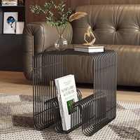 Table basse moderne en fer avec rangement et design multifonctionnel, meuble de chevet et étagère pour petit salon domestique