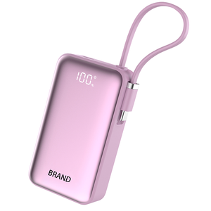 OEM/ODM Slim Portable Power Bank Power Station Wireless Charging 20W Output USB 10000mAh Rechargeable Customize Built-in <b>Cable</b> - Product Image 1