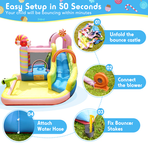 Wholesale Candy Crutch <b>Trampoline</b> Inflatable Oxford Castle Water Slide Bouncy, With Water Slide Kids Party Home Use Inflatable O - Product Image 2