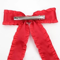 Nœud de cheveux de Noël artisanal brodé Casse-Noisette, en satin à volants, pour enfants et filles, ornement de sapin de Noël, vente en gros