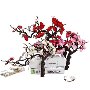 Branches de fleurs de prunier artificielles rouges Kch 28-95 cm, fleurs en soie pour décorations de mariage et de maison - Product Image 5