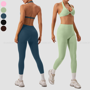All'ingrosso donna Crop Top Open Backless reggiseni sportivi <span class=keywords><strong>tuta</strong></span> da donna con testa a testa alta <span class=keywords><strong>Leggings</strong></span> da Yoga 2 pezzi outfit da donna Fitness - Product Image 1