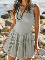 Robe d'été légère et fluide en coton pour femme, style bohème, sans manches, avec jupe à volants, collection 2027