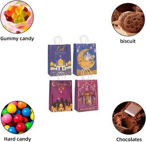 12 sacs cadeaux Eid Mubarak, sacs cadeaux Ramadan avec poignée, 4 designs uniques, cadeau parfait pour la célébration de l'Eid Al-Fitr, artisanat en papier - Product Image 3