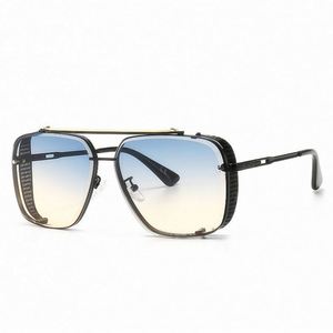 Lunettes de soleil demi-ovales carrées vintage personnalisées avec logo, protection UV400, monture métallique, grandes lunettes de soleil de conduite pour hommes et femmes - Product Image 2