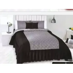 Edredón Baruk Negro Tamaño King con Patrón Geométrico de Poliéster y Algodón, Ropa de Cama Moderna para el Hogar con 3 Cojines de Resorte - Product Image 5