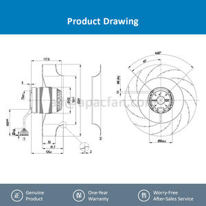 Ventilador de Refrigeración con Rodamiento de Bolas OEM para Convertidor de Frecuencia Inverter R2D280-AF10-09 400VAC 2730/2200RPM 210/260W 0.37/0.25A - Product Image 4