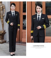 Uniforme de commandant de bord pour homme, tenue de pilote, veste de commandant chinoise, vêtements de travail pour agents de sécurité