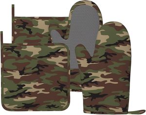 Ensembles de maniques de four et de protège-plats personnalisés/en gros, protège-plats matelassés, gants de four de cuisine avec surface en silicone antidérapante pour la cuisson - Product Image 5