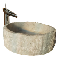 Marbre blanc jazz naturel coupe entière forme ronde pierre blanche évier pierre hôtel salle de bain double vanité lavabo à main